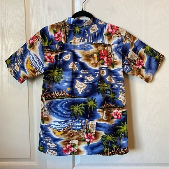 RJC Made in Hawaii Hibiscus Hawaiian Islands Camp Button Down Shirt - Picture 9 of 10